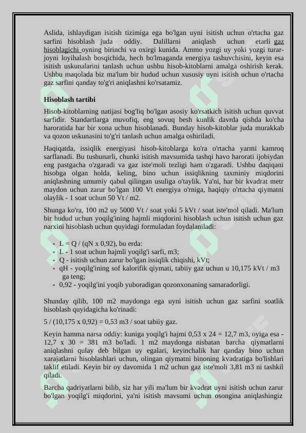 Gazlar sarfini hisoblash 3