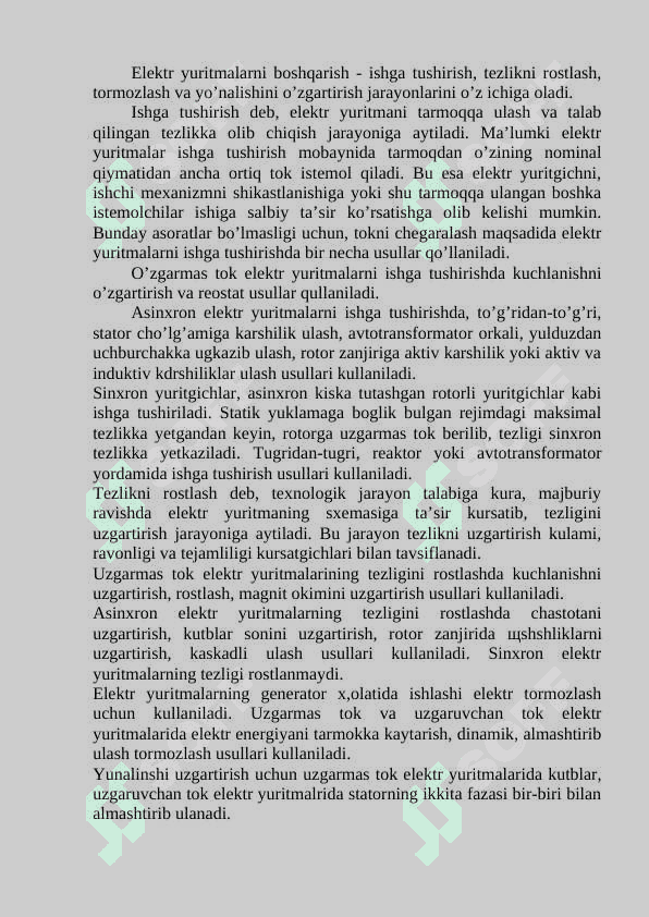 Elektr yuritmalarni boshqarish. 2