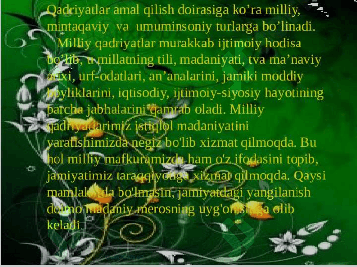 Mustaqillik davrida miiliy va diniy qadriyatlarning tiklanishi 7