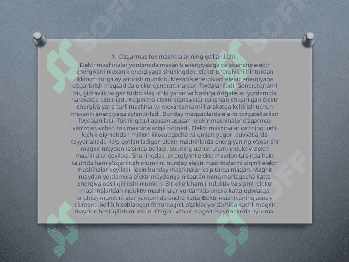 Oʻzgarmas tok mashinalarining tuzilishi va ishlash prinsipi, magnit zanjirini hisoblash 2