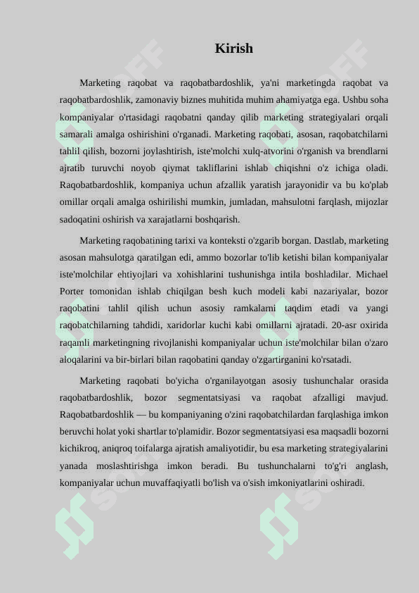 Marketingda raqobat va raqobat bardoshlilik 2