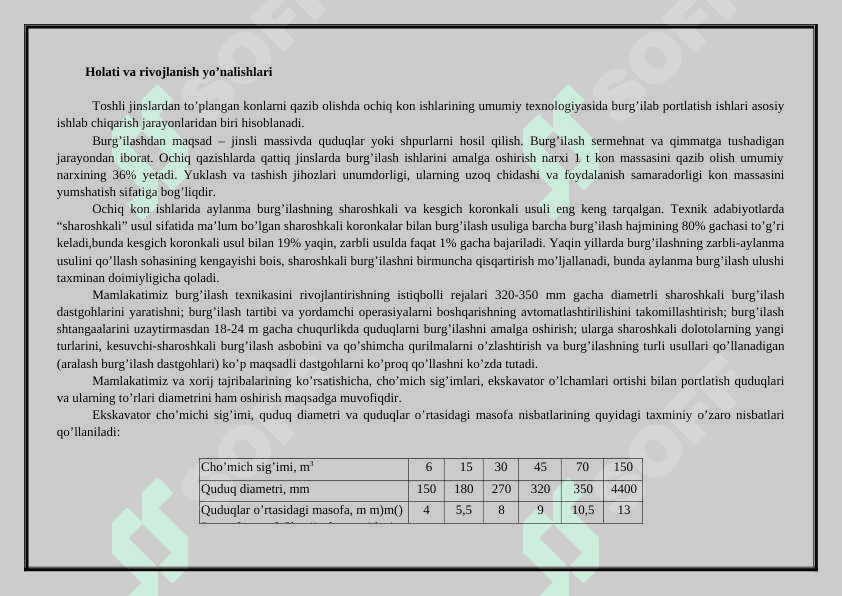 Burg`ilash mashinalar rivojlanishi holati va yo’nalishlari. 2