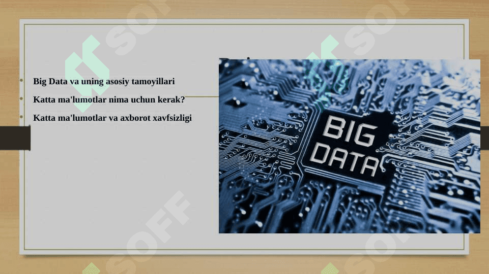 Big Data va analitika , ma’lumotlar bazasini tashkil qilish mexanizmi 2
