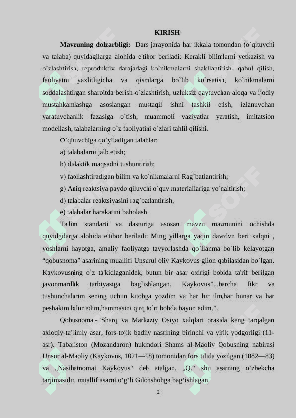 KAYKAVUSNING QOBUSNOMA  ASARI VA UNING TARBIYAVIY AHAMIYATI 2