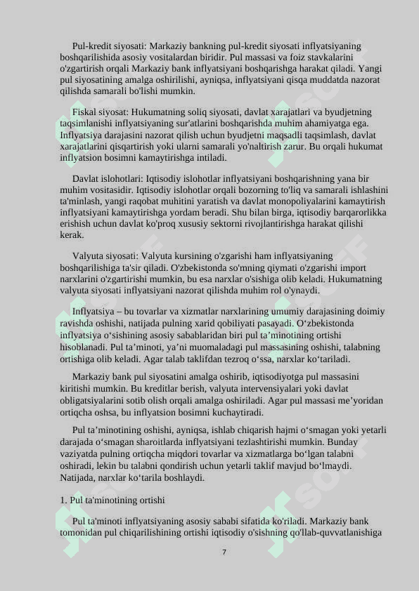 O'zbekistonda inflyatsiyaning sabablari va   xususiyatlari 7