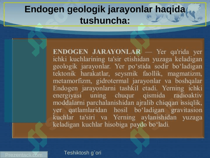 Endogen geologik jarayonlar 3