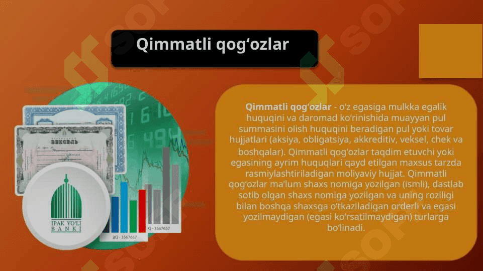 Qimmatli qog'ozlarning mohiyati va ularning asosiy turlariga tasnifi 4