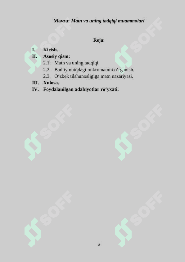 Matn va uning tadqiqi muammolari KURS ISHI 2