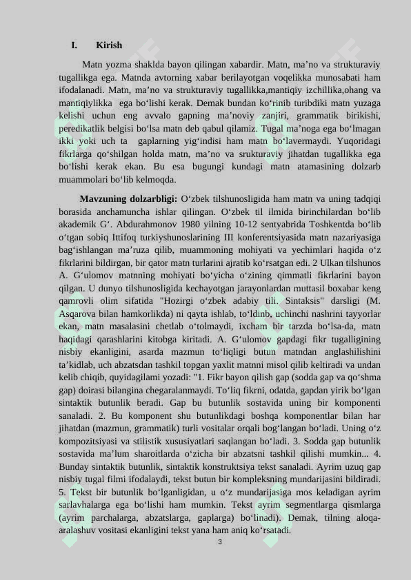 Matn va uning tadqiqi muammolari KURS ISHI 3