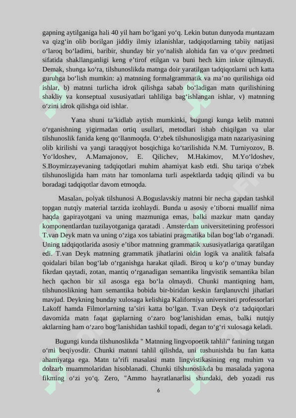 Matn va uning tadqiqi muammolari KURS ISHI 6