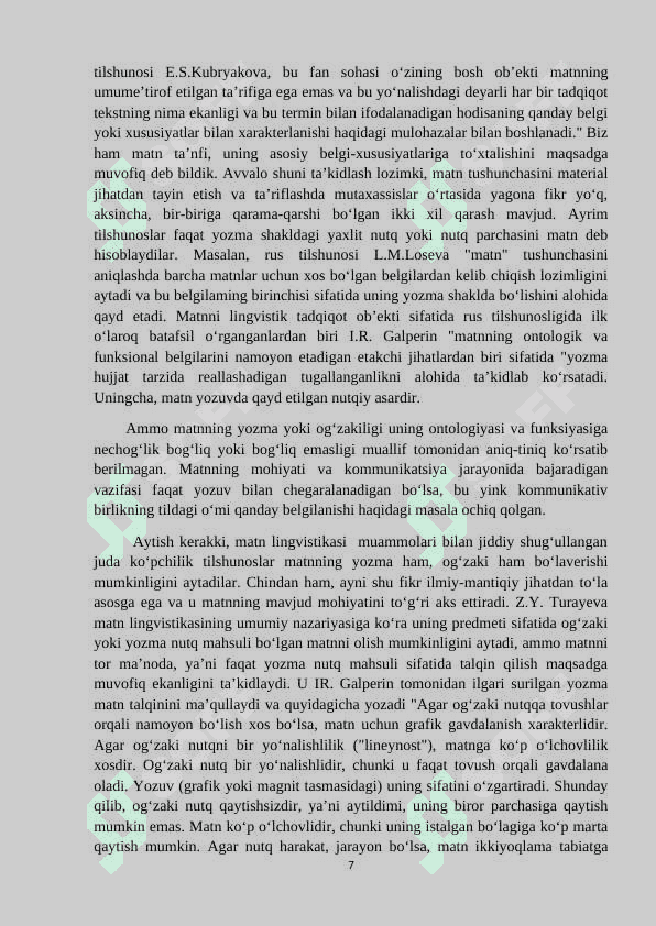 Matn va uning tadqiqi muammolari KURS ISHI 7