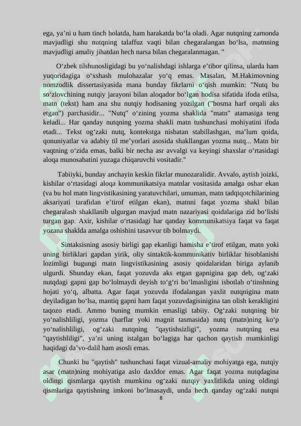 Matn va uning tadqiqi muammolari KURS ISHI 8