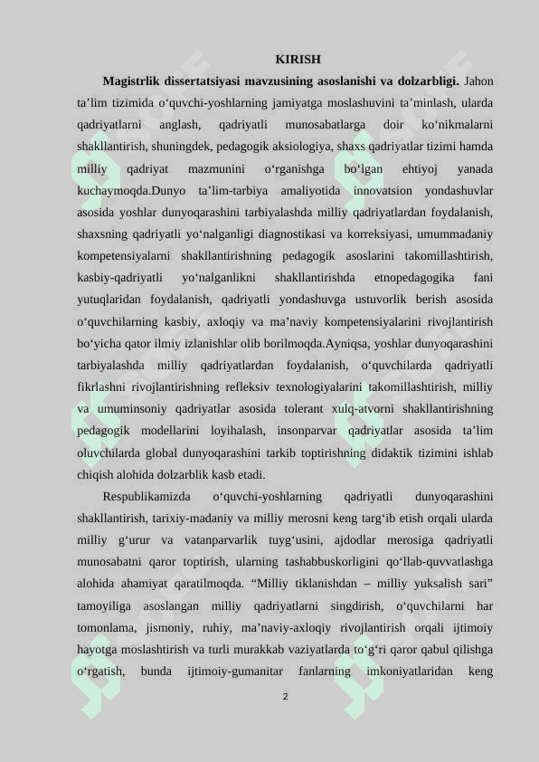 O’QUVCHI YOSHLAR DUNYOQARASHINI TARBIYALASHDA MILLIY QADRIYATLARDAN FOYDALANISH USULLARI 2