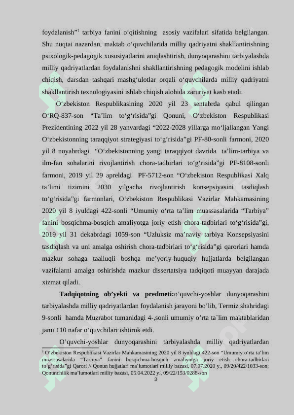 O’QUVCHI YOSHLAR DUNYOQARASHINI TARBIYALASHDA MILLIY QADRIYATLARDAN FOYDALANISH USULLARI 3