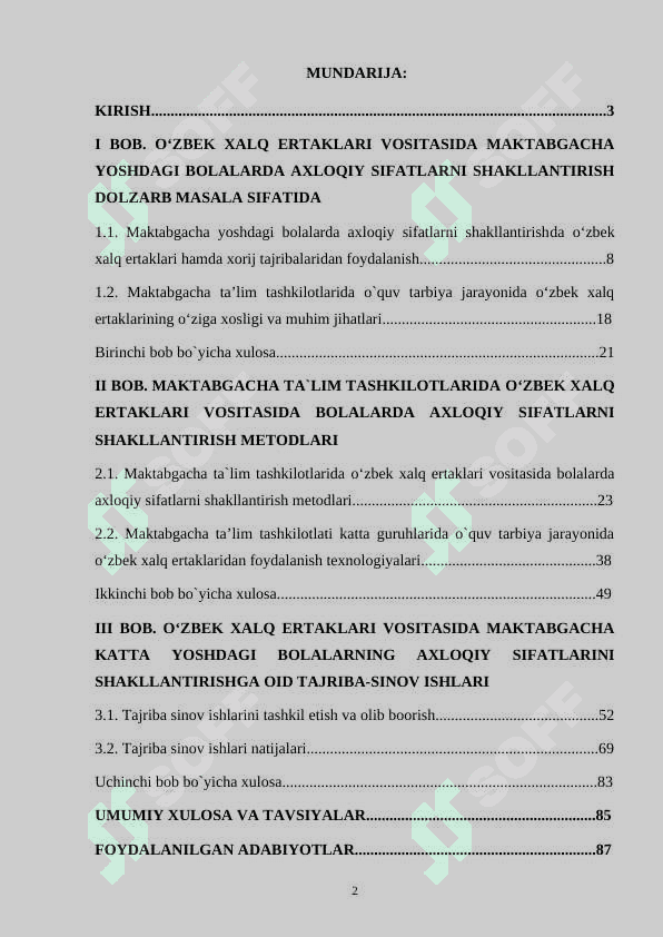 O‘ZBEK XALQ ЕRTAKLARI VOSITASIDA MAKTABGACHA YOSHDAGI BOLALARDA AXLOQIY SIFATLARNI SHAKLLANTIRISH DOLZARB MASALA SIFATIDA 2