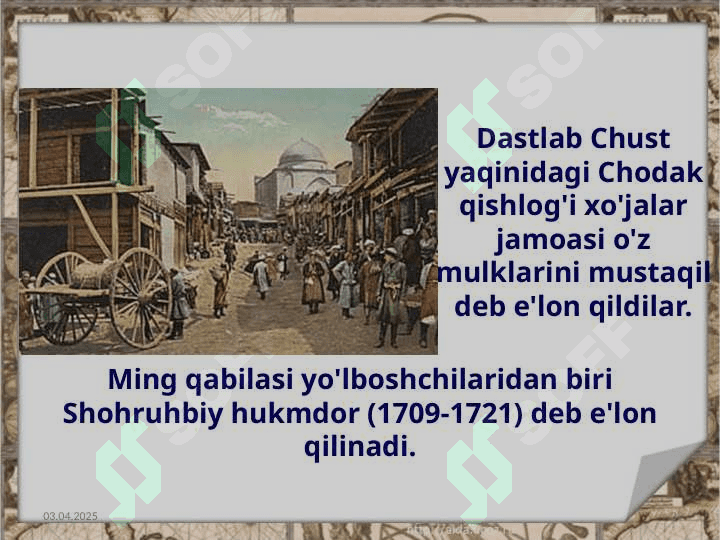 Qóqon xonligi tashkil topishi... .8- ózbek 3