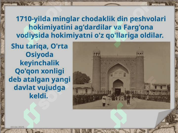 Qóqon xonligi tashkil topishi... .8- ózbek 4