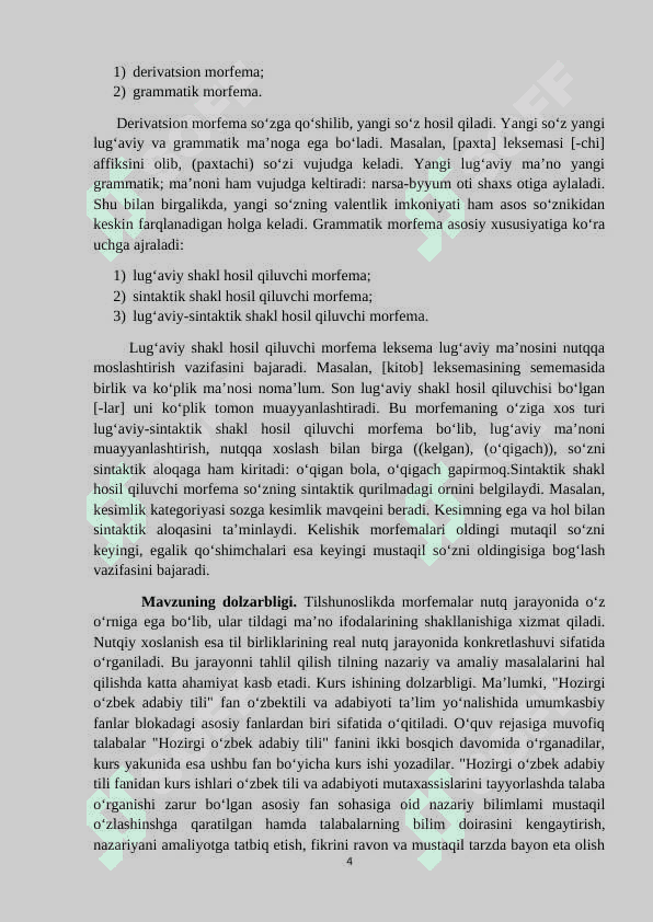 Nutqda morfema umumiy ma’nosining nutqiy xoslanishi KURS ISHI 4