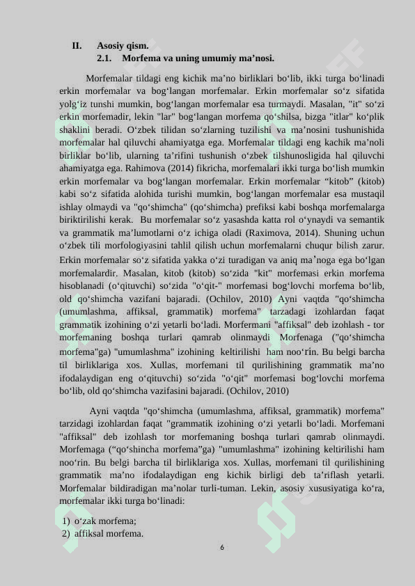Nutqda morfema umumiy ma’nosining nutqiy xoslanishi KURS ISHI 6