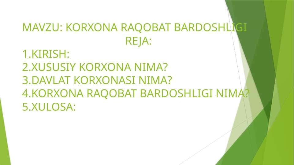 KORXONA RAQOBAT BARDOSHLIGI