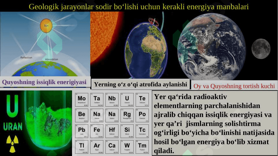 GEOLOGIK JARAYONLAR. ENDOGEN GEOLOGIK JARAYONLAR.MAGMATIZIM VA VULKONIZIM.MAGMATIK TOG’ JINSLARI 3