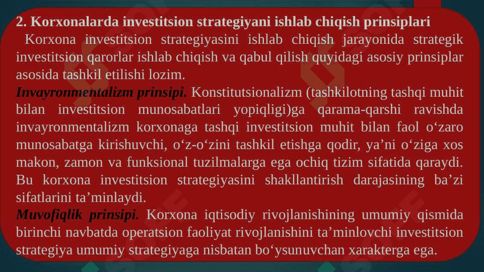 INVESTITSION QARORLARNI QABUL QILISH ASOSLARI 8