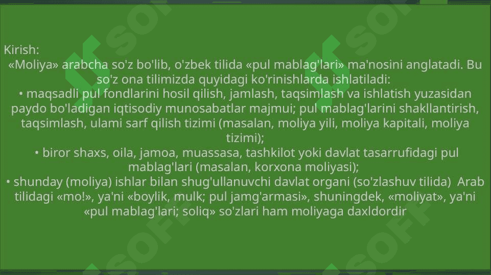 Moliya tizimlari va uning bo’g’inlari 2