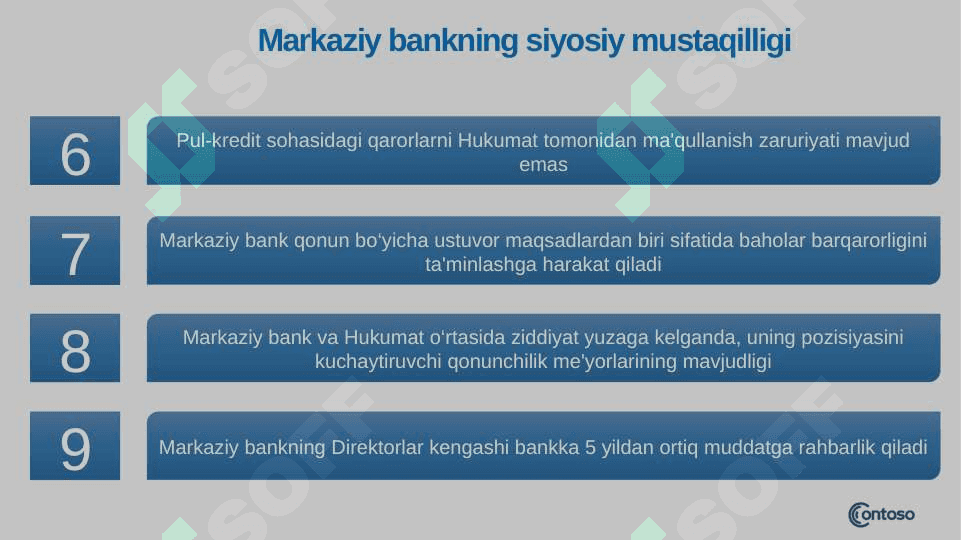 Markaziy bankning MUSTAQILLIGI 7