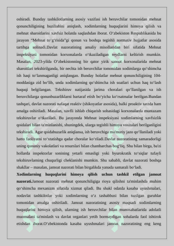 Mehnat to‘g‘risidagi qonunchilikka rioya etilishi ustidan nazorat va tekshirish. 25 7