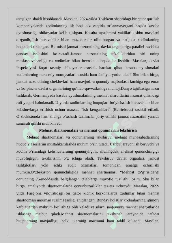 Mehnat to‘g‘risidagi qonunchilikka rioya etilishi ustidan nazorat va tekshirish. 25 8