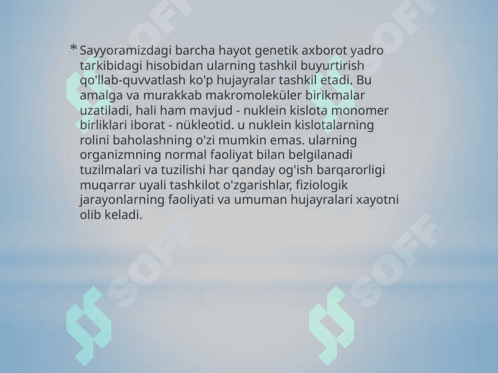 NUKLEOTIDLARNING ALMASHINUVI CHAROSCHA 3
