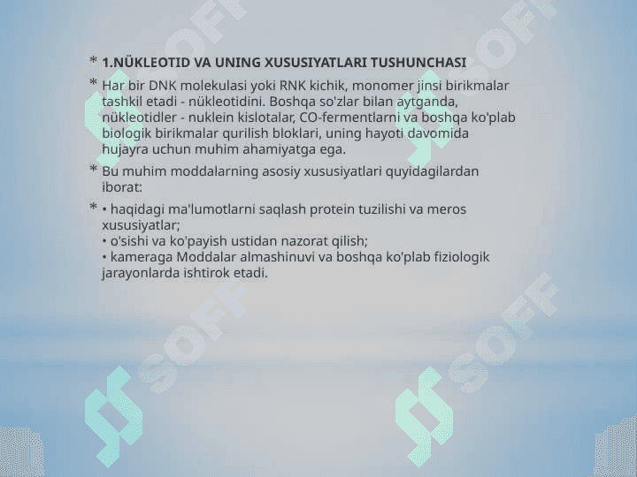NUKLEOTIDLARNING ALMASHINUVI CHAROSCHA 5