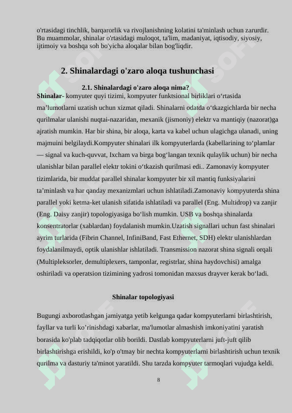 Shinalardagi o’zaro aloqa (Bus Interconnection)» 8