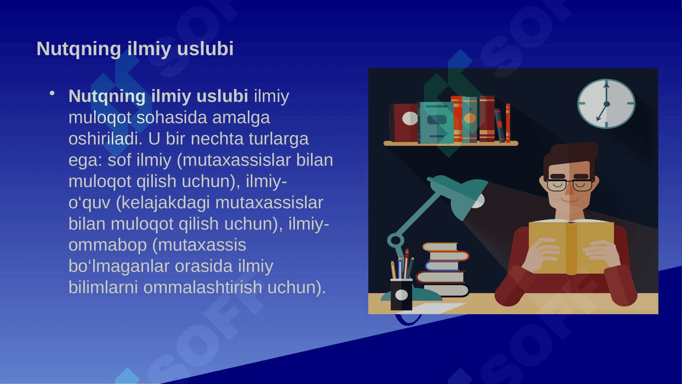 FAN MAVZULARI BO’YICHA TAQDIMOT  ILMIY  USLUB  JANRLARI. ILMIY SHARH 4