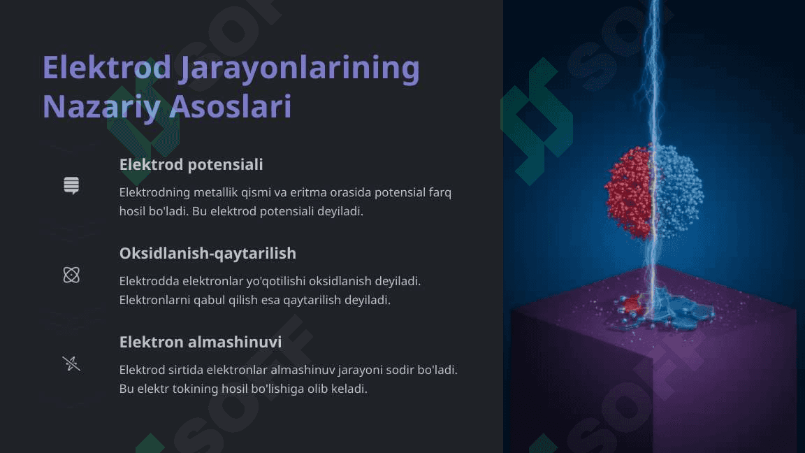Elektirkimyo asoslari. Elektr o'tkazuvchanlik. Konduktometriya. 6