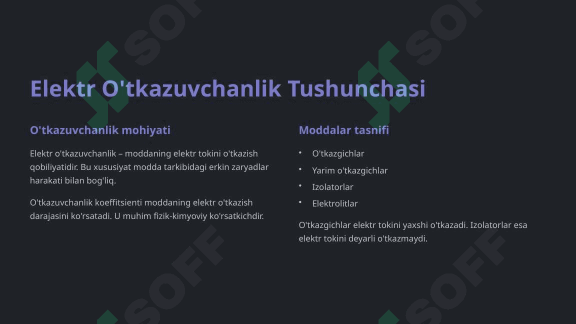 Elektirkimyo asoslari. Elektr o'tkazuvchanlik. Konduktometriya. 3