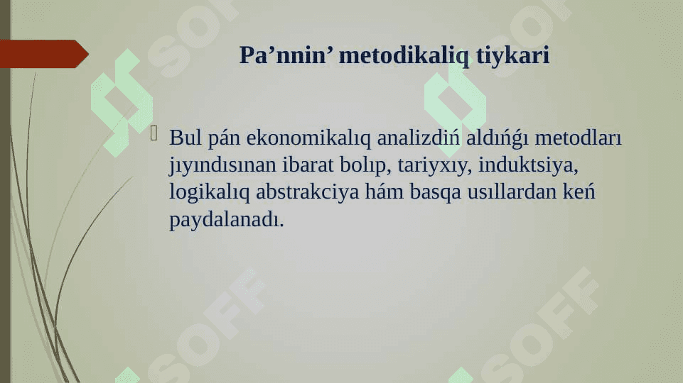 EKONOMIKALI’Q TALIYMATLAR TARIYXI 8