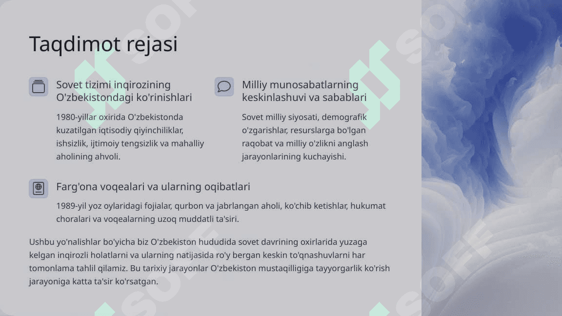 O'zbekistonda sovet davri oxirlarida ijtimoiy-iqtisodiy hayotning keskinlashuvi va Farg'ona voqealari 2