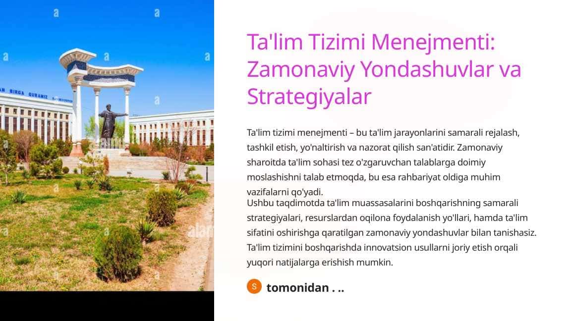 Ta'lim Tizimi Menejmenti Zamonaviy Yondashuvlar va Strategiyalar