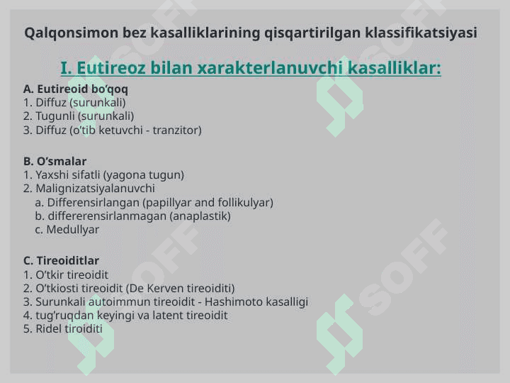 QALQONSIMON BEZ KASALLIKLARI DIAGNOSTIKASI. KLASSIFIKATSIYA. QALQONSIMON  BEZ PALPATSIYASI. SINTIGRAFIK TEKSHIRUV USULI. QALQONSIMON BEZNI ASPIRATSION BIOPSIYASI. 4