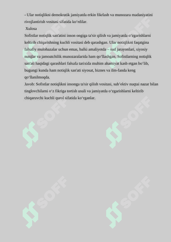 Sofistning notiqlik san'ati haqidagi qarashlari 4