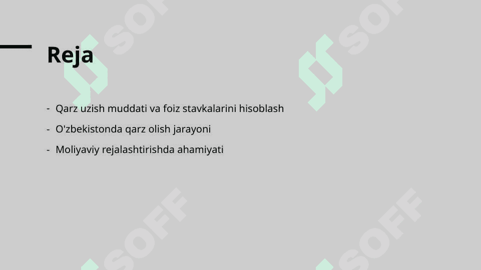 Qarz uzishning о‘rtacha muddati va foiz stavkasi miqdorini aniqlash 2