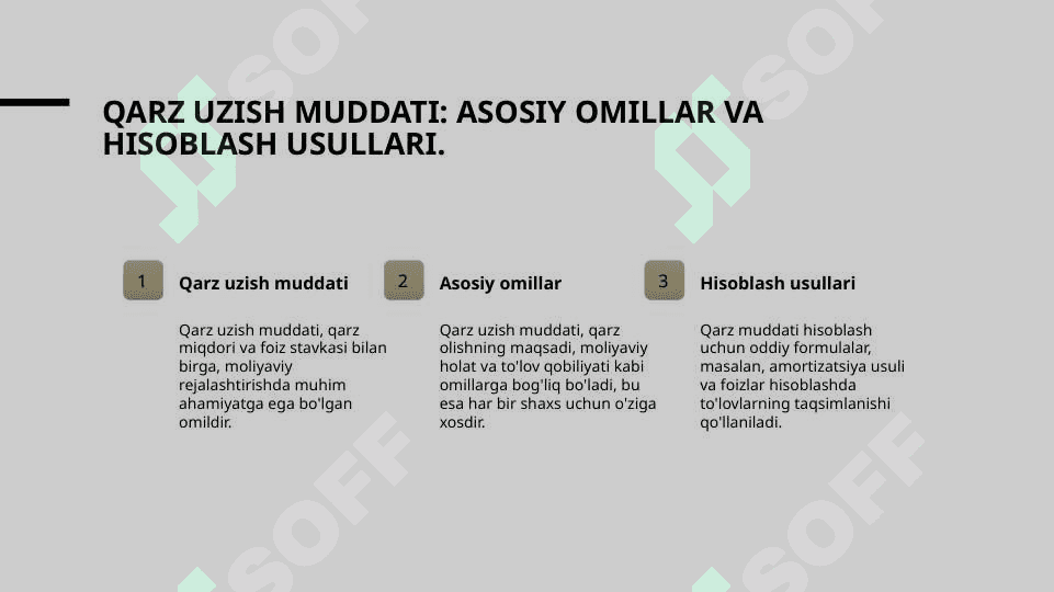 Qarz uzishning о‘rtacha muddati va foiz stavkasi miqdorini aniqlash 3