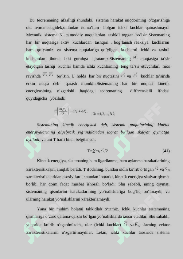 Nuqta harakat miqdorining o‘zgarishi haqidagi teorema 5