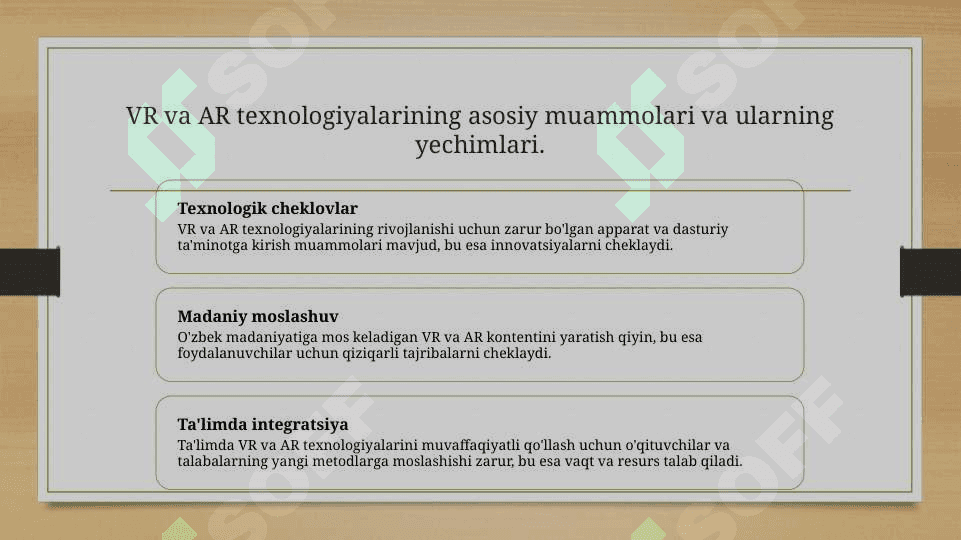 Vertual va toldirilgan reallik tehnalogiyalari rivojlantirish muammolari 3