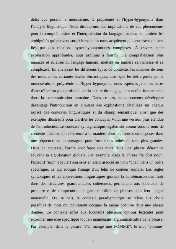 TYPES DE CONTEXTE, TYPES DE SENS ET VARIANTES LEXICO-SEMANTIQUES DU MOT, CHAMP SEMANTIQUE. PROBLEMES DE MONOSEMIE, POLYSEMIE, HYPER-HYPONYMIE 3