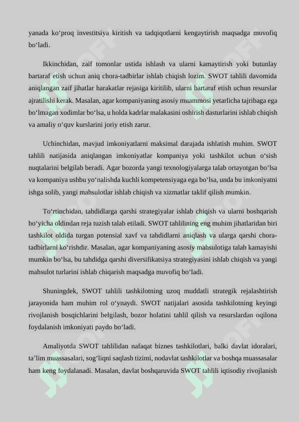 SWOT tahlil matritsasi 6