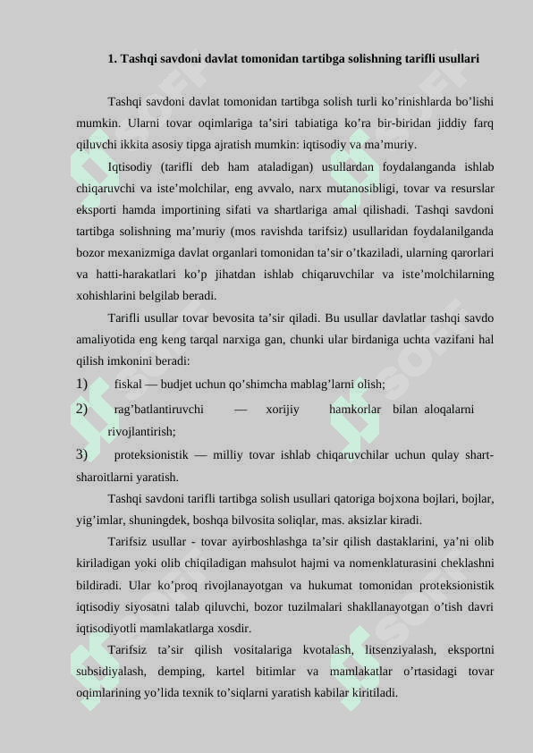 UST ning tashqi savdo operatsiyalarini tartibga solish 2