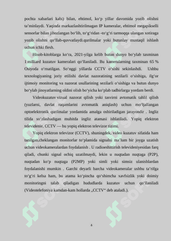 Video kuzatuv tizimini ishlab chiqish haqida  umumiy ma’lumot 6