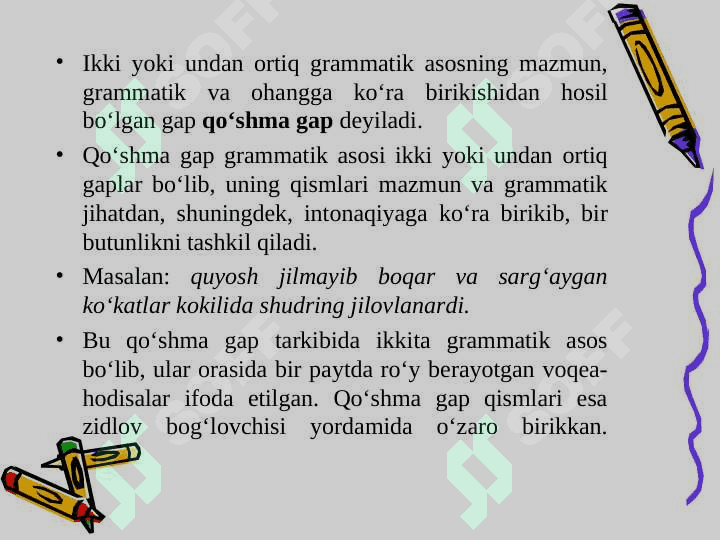 QO‘SHMA GAPNING TA’RIFI VA TASNIFI 3